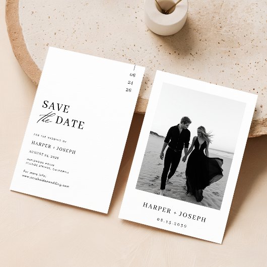 Eenvoudige Elegante Foto Bruiloft Save The Date Bu