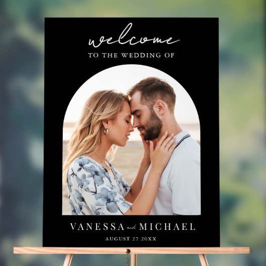 Eenvoudige elegante foto bruiloft welkom acryl bord (Neutraal)