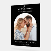 Eenvoudige elegante foto bruiloft welkom acryl bord (Hoek)