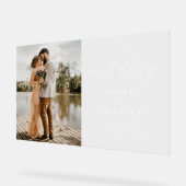 Eenvoudige elegante foto bruiloft welkom acryl bord (Hoek)