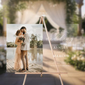Eenvoudige elegante foto bruiloft welkom acryl bord