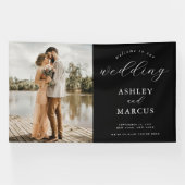 Eenvoudige elegante foto bruiloft welkom spandoek (Horizontaal)