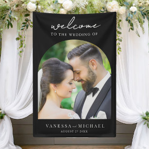 Eenvoudige elegante foto bruiloft welkom spandoek