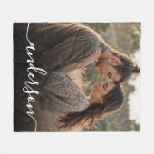 Eenvoudige elegante foto en elegant script aangepa fleece deken (Voorkant (Horizontaal))