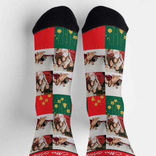 Eenvoudige Elegante Foto Familie Kerst Mr & Mrs. Sokken (Top)