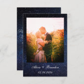 Eenvoudige elegante foto galaxy Celestial Text Wed Save The Date (Voorkant / Achterkant)