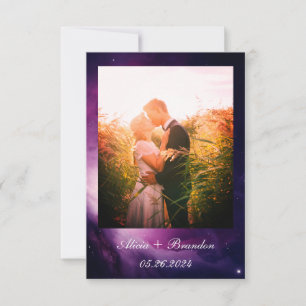 Eenvoudige elegante foto galaxy Celestial Text Wed Save The Date