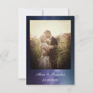 Eenvoudige elegante foto galaxy Celestial Text Wed Save The Date