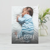 Eenvoudige Elegante Foto Geboorteaankondiging Baby (Staand voorkant)