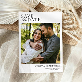 Eenvoudige Elegante Foto Huwelijk Bewaar de Datum Save The Date