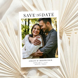 Eenvoudige Elegante Foto Huwelijksaankondiging Bew Save The Date