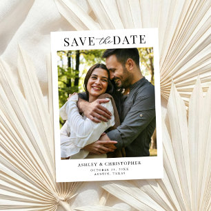 Eenvoudige Elegante Foto Huwelijksaankondiging Bew Save The Date
