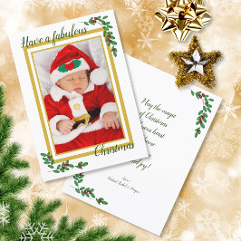 Eenvoudige Elegante Foto Kerstmis Xmas Rode Bessen Feestdagenkaart