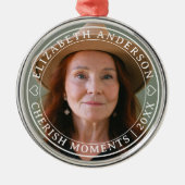 Eenvoudige Elegante Foto Klassiek Wit Script Afsch Metalen Ornament (Voorkant)