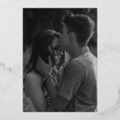 Eenvoudige elegante foto klassieke bruiloft folie uitnodiging (Achterkant)