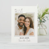 Eenvoudige elegante foto luxe bruiloft save the date (Staand voorkant)