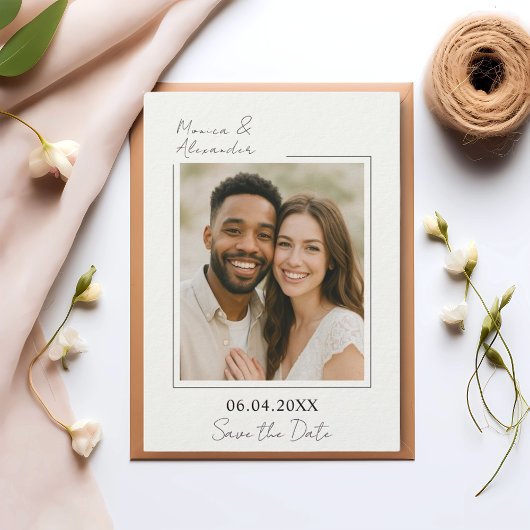 Eenvoudige elegante foto luxe bruiloft save the date