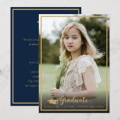 Eenvoudige elegante foto met vervagen van Afstuder Kaart (Voorkant / Achterkant)