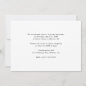 Eenvoudige Elegante Foto Moderne Bruiloftsreceptie Kaart (Achterkant)