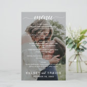 Eenvoudige Elegante Foto Moderne Trouwmenu (Staand voorkant)