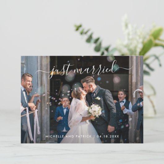 Eenvoudige Elegante Foto Moderne Trouwreceptie Kaart (Staand voorkant)