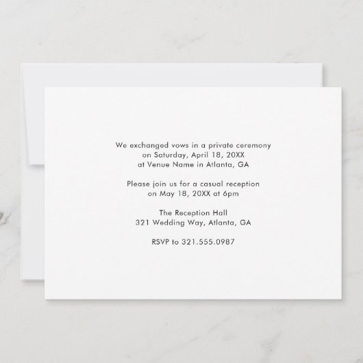 Eenvoudige Elegante Foto Moderne Trouwreceptie Kaart (Achterkant)