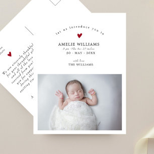 Eenvoudige Elegante Foto Nieuwe Baby Aankondiging Briefkaart