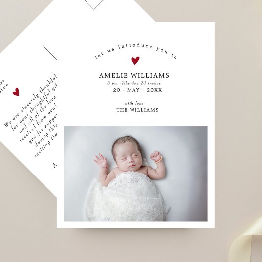 Eenvoudige Elegante Foto Nieuwe Baby Aankondiging Briefkaart