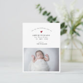 Eenvoudige Elegante Foto Nieuwe Baby Aankondiging Briefkaart (Staand voorkant)