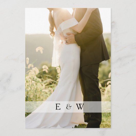 Eenvoudige elegante foto overlay bruiloft menu (Achterkant)