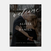 Eenvoudige elegante foto overlay bruiloft welkom t acryl bord (Voorkant)