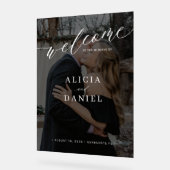 Eenvoudige elegante foto overlay bruiloft welkom t acryl bord (Hoek)