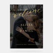 Eenvoudige elegante foto overlay bruiloft welkom t acryl bord (Voorkant)