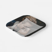 Eenvoudige elegante foto overlay script bruiloft papieren bordje (Gebogen)