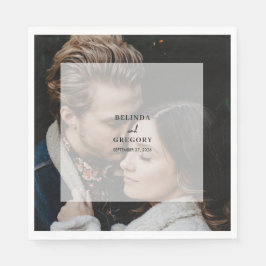 Eenvoudige elegante foto overlay script bruiloft servet