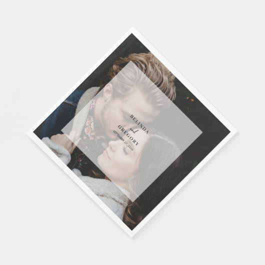 Eenvoudige elegante foto overlay script bruiloft servet (Hoek)