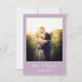 Eenvoudige elegante foto Paarse Lila tekst bruilof Save The Date (Voorkant)