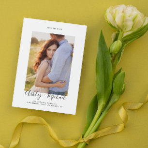 Eenvoudige Elegante Foto QR Code Bruiloft Save The Date