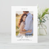 Eenvoudige Elegante Foto QR Code Bruiloft Save The Date (Staand voorkant)