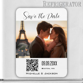 Eenvoudige elegante foto QR-code Sla de datum op Magneet