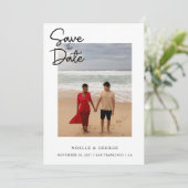 Eenvoudige elegante foto save the date (Staand voorkant)