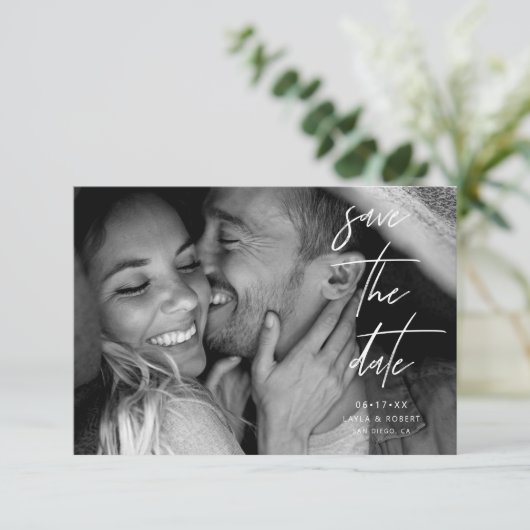 Eenvoudige Elegante Foto Save the Date Kaart (Staand voorkant)