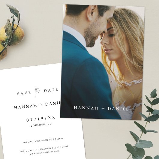 Eenvoudige elegante foto Save the Date Wedding Inv