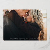 Eenvoudige Elegante Foto Sla de Datum Bruiloft Gou Folie Uitnodiging (Voorkant)