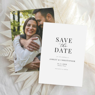 Eenvoudige Elegante Foto Trouwkaart Save the Date