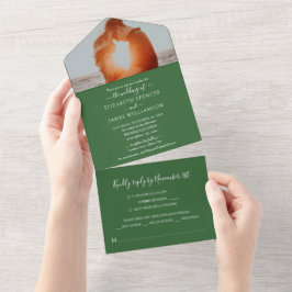 Eenvoudige elegante foto van RSVP Green All In One Uitnodiging