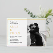 Eenvoudige Elegante Foto Zomer Bruiloft Wit Folie Uitnodiging (Staand Voorkant)