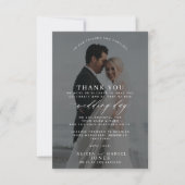 Eenvoudige elegante foto zwart-wit bruiloft bedankkaart (Voorkant)