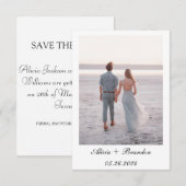 Eenvoudige Elegante Foto Zwart Wit Tekst Trouw Sav Save The Date (Voorkant / Achterkant)