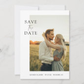 Eenvoudige Elegante Fotobruiloft Bewaar de Datum U Kaart (Voorkant)